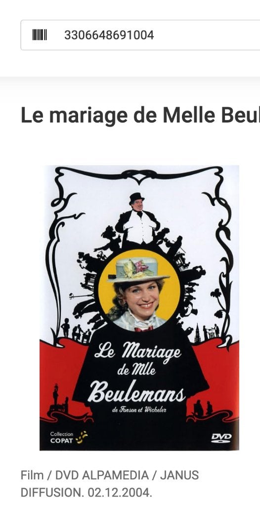 dvd théatre Le mariage de Melle Beulemans (2004), Enlèvement ou Envoi, Tous les âges, Français, Utilisé
