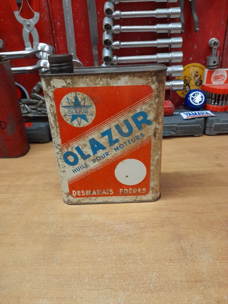 Oude lege oliekan Lazur Desmarais Frères, Verzenden, Gebruikt, Overige typen