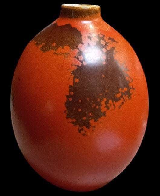 zeldzame Boch La Louviere vaas, oranje kleur., Antiek en Kunst, Ophalen