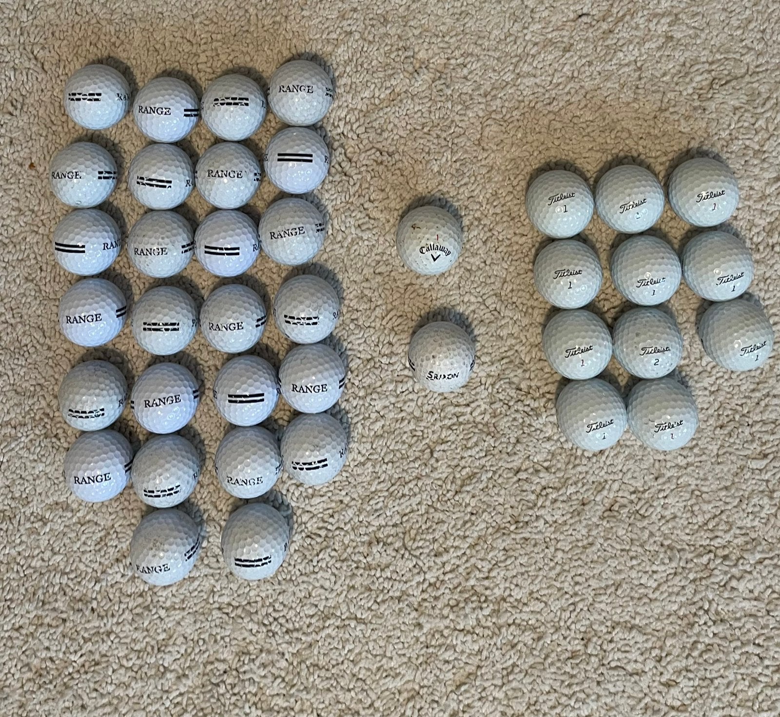 39 golfballen: 26 range + 13 merk, Sport en Fitness, Golf, Ophalen, Gebruikt, Bal(len), Callaway