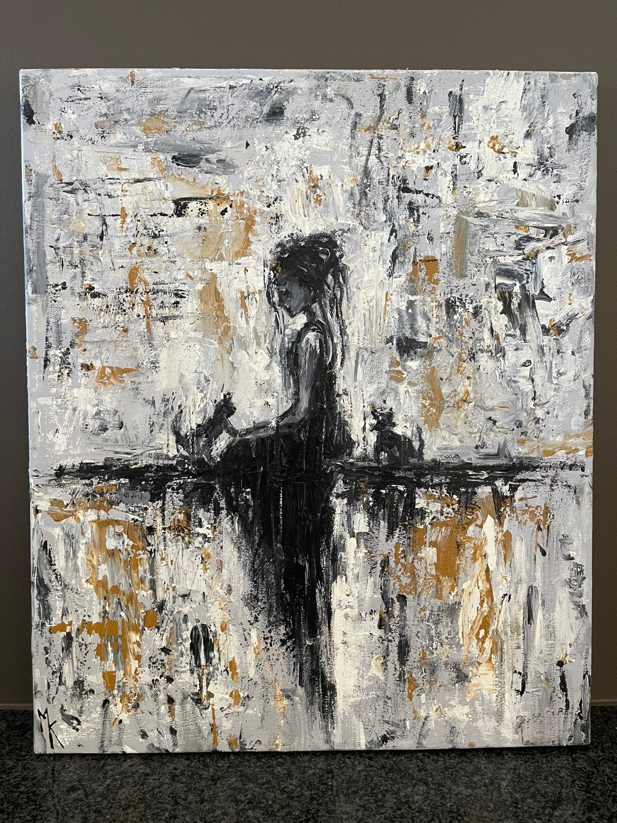 Abstract schilderij Kattendame Mk Art, Ophalen of Verzenden