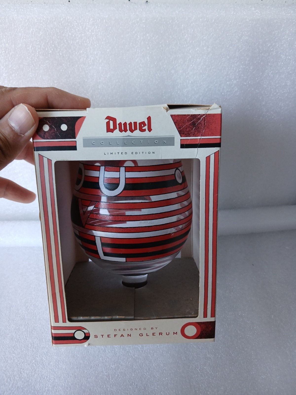 Duvel Collection glas Stefan Glerum met doos, Verzamelen, Ophalen of Verzenden, Zo goed als nieuw, Bierglas
