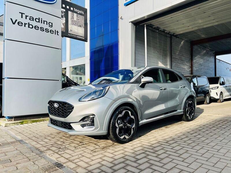 Ford Puma 1.0 Ecoboost / mHev / ST Line X, Leder en Stof, Hybride Elektrisch/Benzine, 3 cilinders, Zilver of Grijs