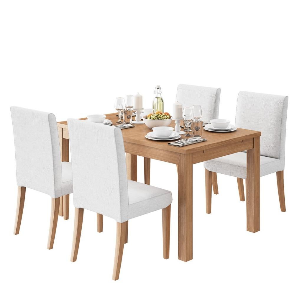 Table extensible IKEA Bjursta + 4 chaises IKEA Henriksdal, Enlèvement, Utilisé, Rectangulaire, Pin