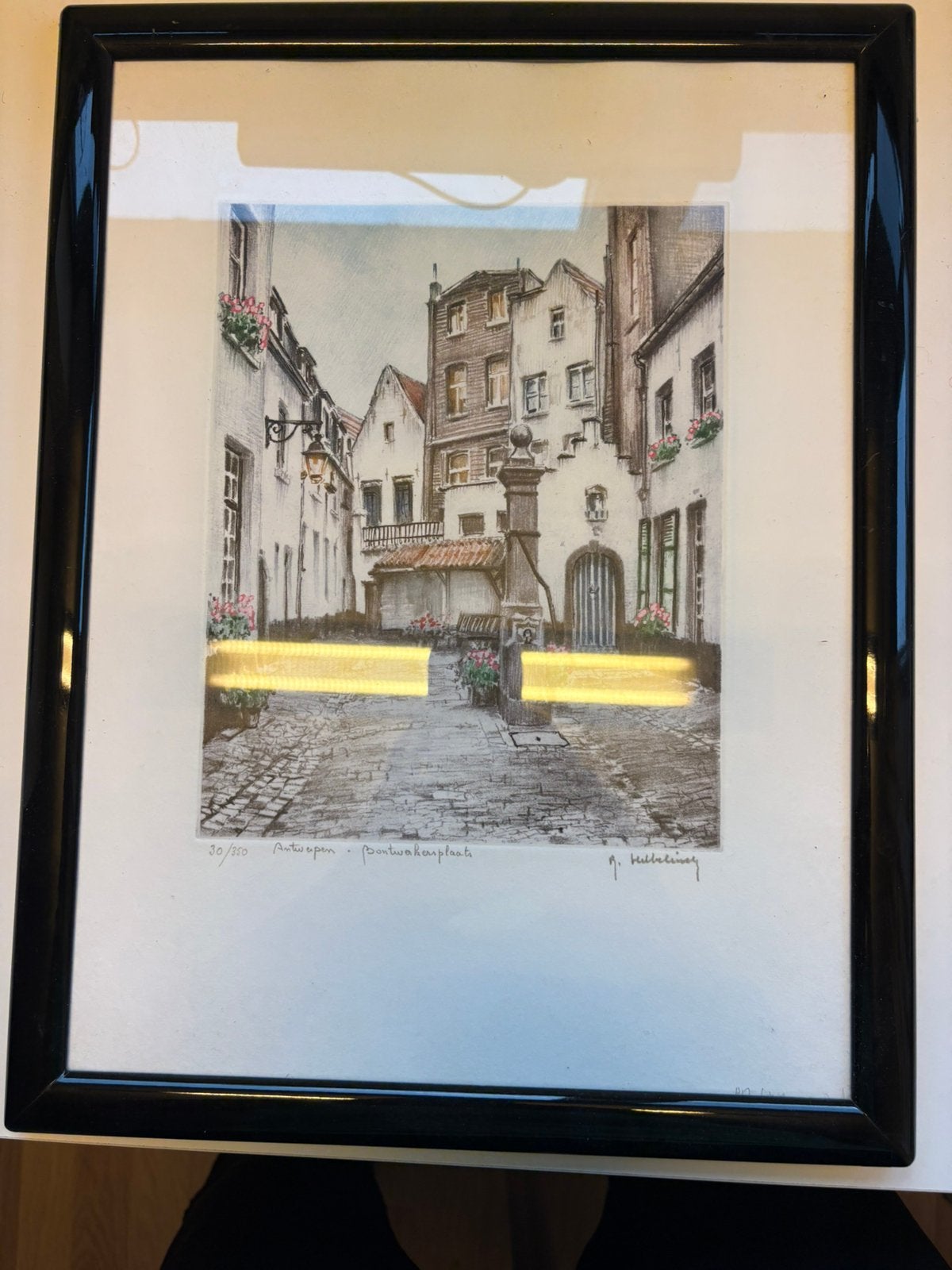 Tekening R. Hebbelinck, Antiek en Kunst, Ophalen, Tekening, Achter glas
