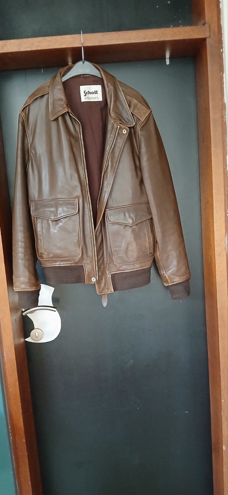 veste en cuir schott, Vêtements | Hommes, Schott, Taille 56/58 (XL), Brun, Enlèvement
