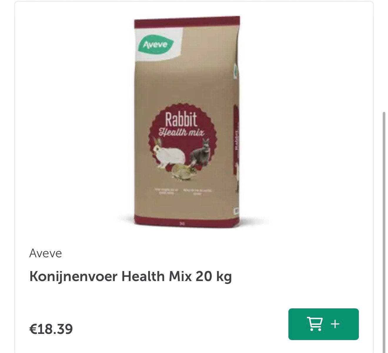 Konijnenkorrels - 20kg Rabbit Health Mix Aveve, Dieren en Toebehoren
