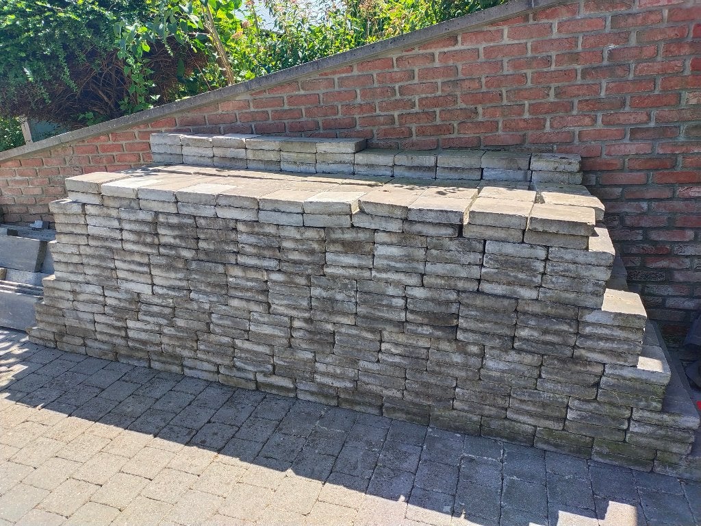 Pavé pierre bleue 20x20x5 cm d'origine asiatique, Jardin & Terrasse, Pavé & Dalles, Utilisé, Autres types, 10 m²² ou plus, Enlèvement