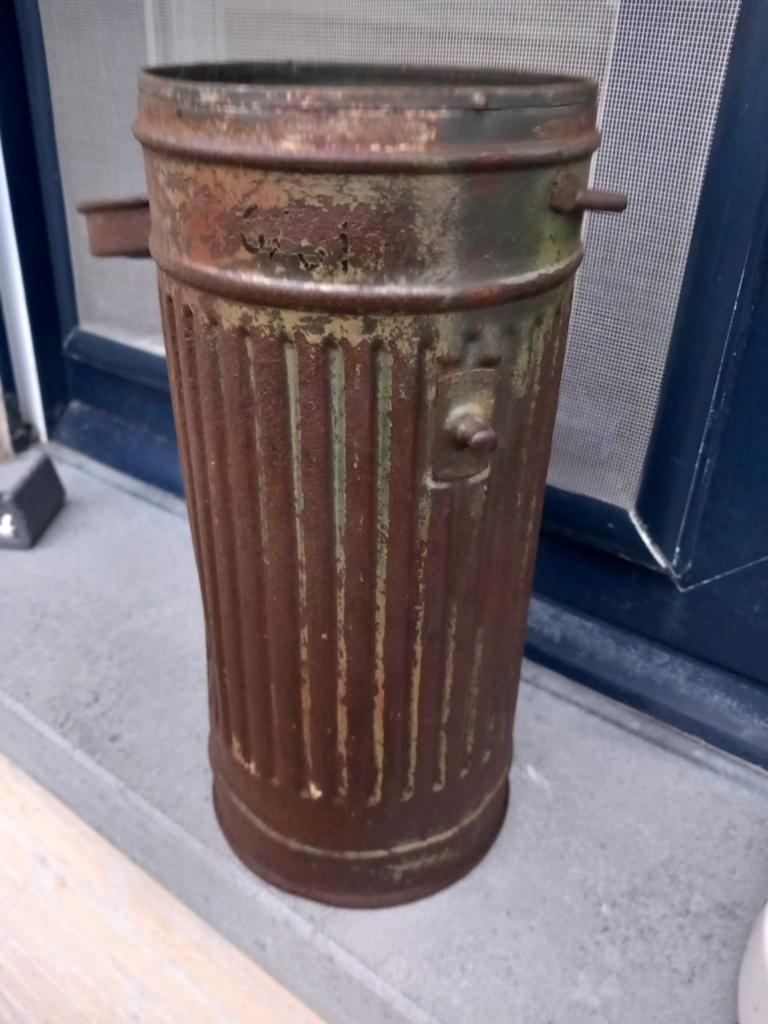 Duitse gecamoufleerde Gasmasker Koker WO2, origineel, Verzamelen, Militaria | Tweede Wereldoorlog, Ophalen of Verzenden