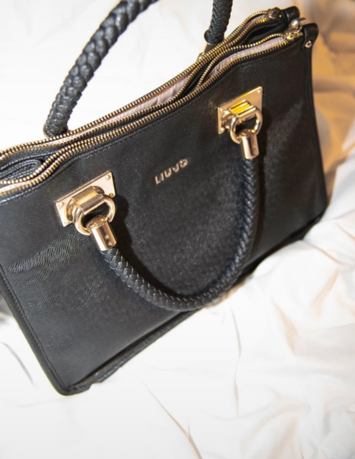 Sac à main Liu Jo noir à anses tressées, Envoi, Comme neuf, Sac à main
