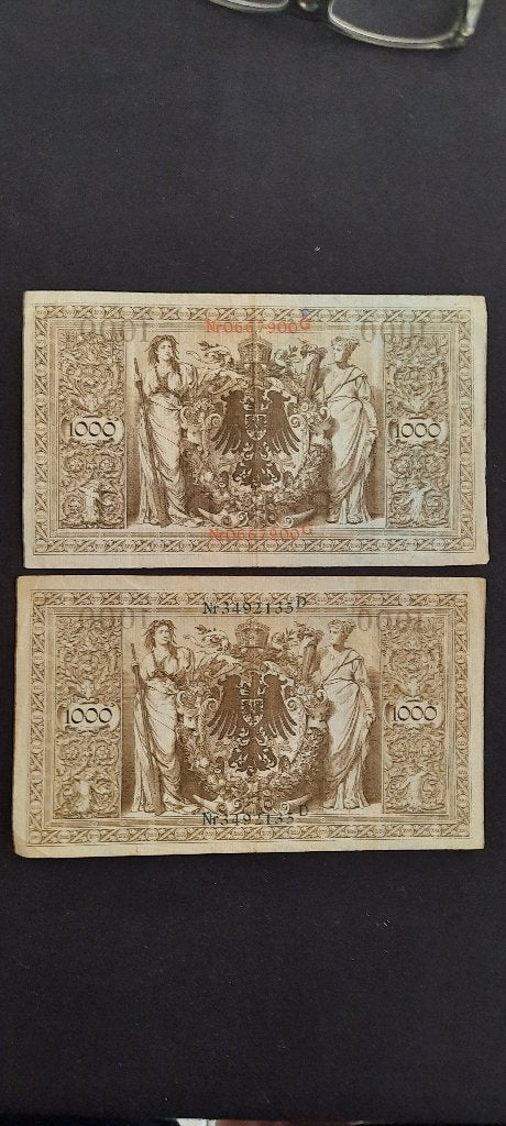 bankbiljet reichsbanknote 1000 mark Duitsland, Ophalen of Verzenden, Duitsland, Setje