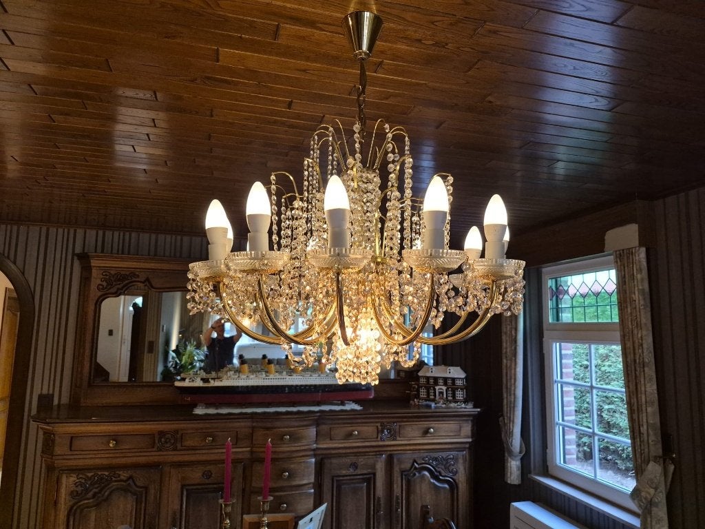 Kristallen luchter aan weggeefprijs, Huis en Inrichting, Lampen | Kroonluchters, Ophalen, Zo goed als nieuw