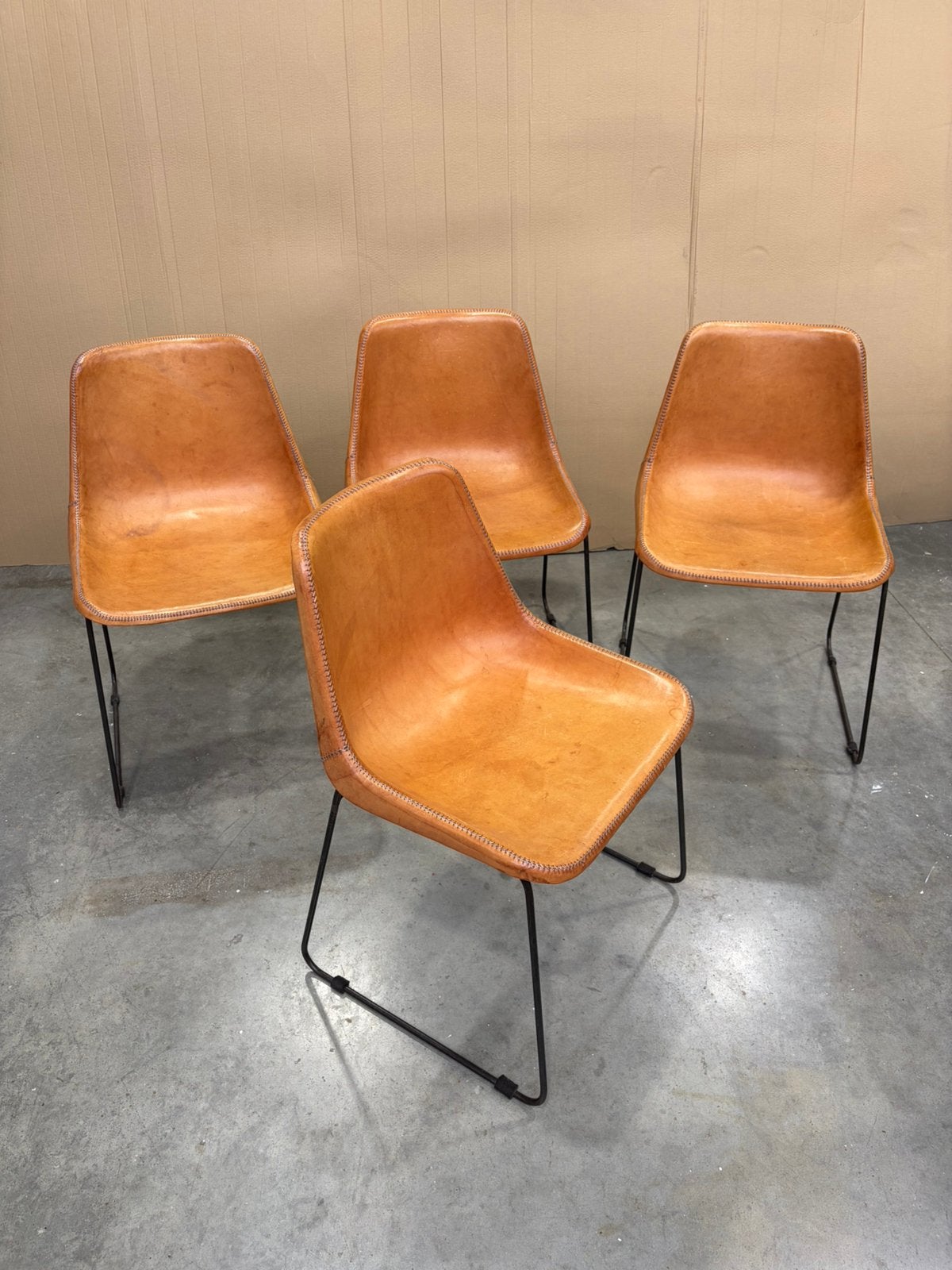 Leder kuipstoelen, Ophalen, Leer, Vier, Gebruikt