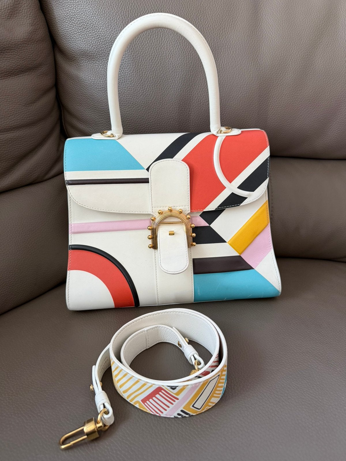 Sac à main avec bandoulière Delvaux Brillant MM Ethiopia, Ophalen of Verzenden, Zo goed als nieuw, Handtas