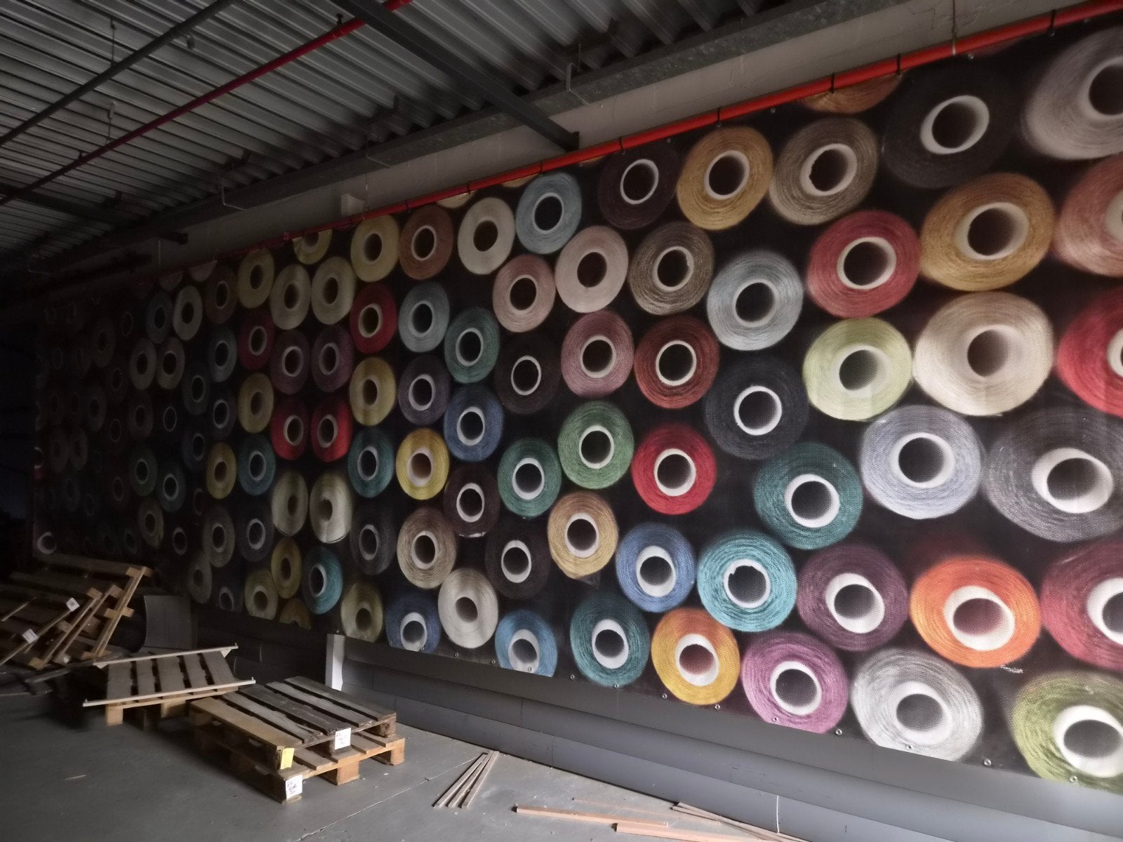 bedrukt zeil met ringen 11 x 3 meter, Ophalen