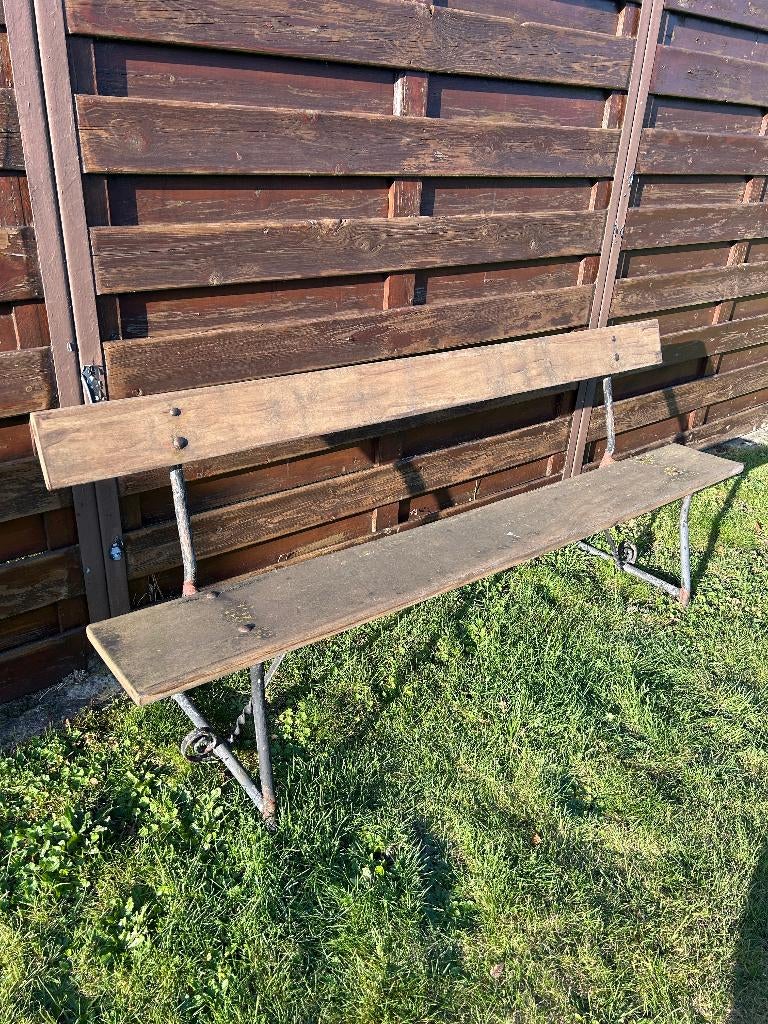 tuinbank hout/metaal, Tuin en Terras, Tuinbanken, Ophalen, Gebruikt, Hout
