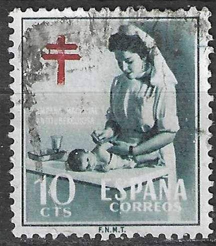 Spanje 1953 - Yvert 839 - Tegen Tuberculose (ST), Postzegels en Munten, Verzenden, Gestempeld