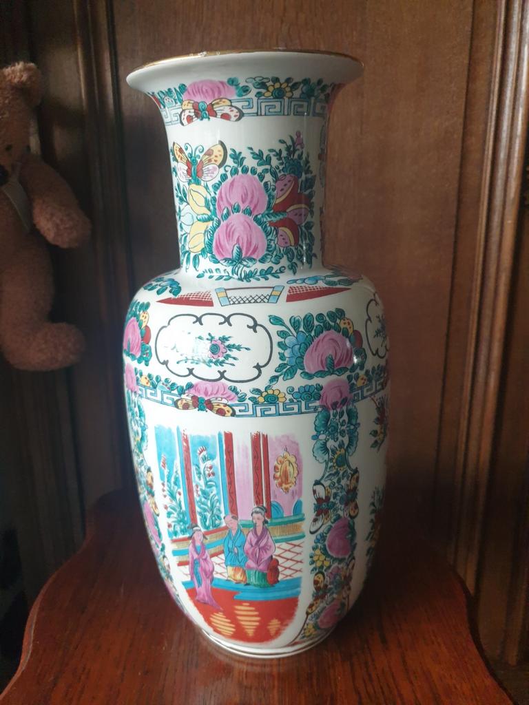 Keramische vaas in potery stijl H 40 cm, Ophalen