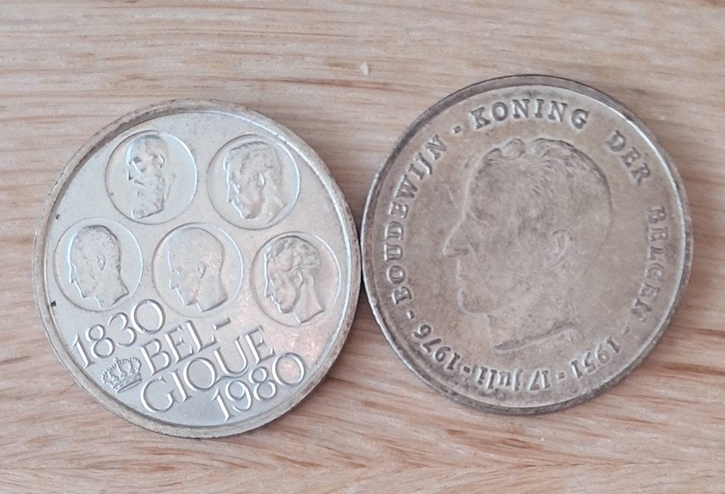 2 munten zilver 1976  / 1980 Boudewijn, Enlèvement ou Envoi, Monnaie en vrac, Argent, Argent