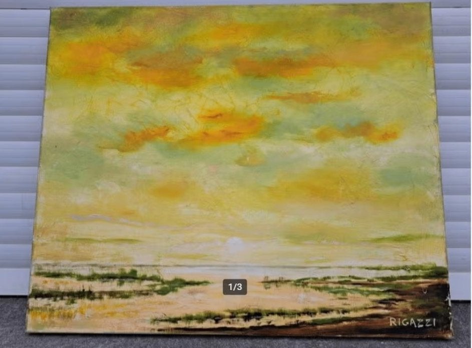 huile sur toile signe jean rigazzi, Enlèvement ou Envoi, Toile