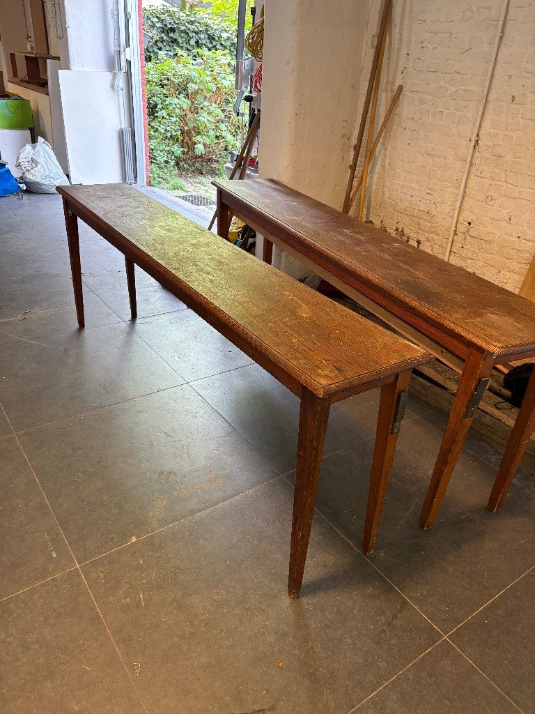 oude schoolbanken/ wand tafel, Huis en Inrichting, Ophalen, Gebruikt