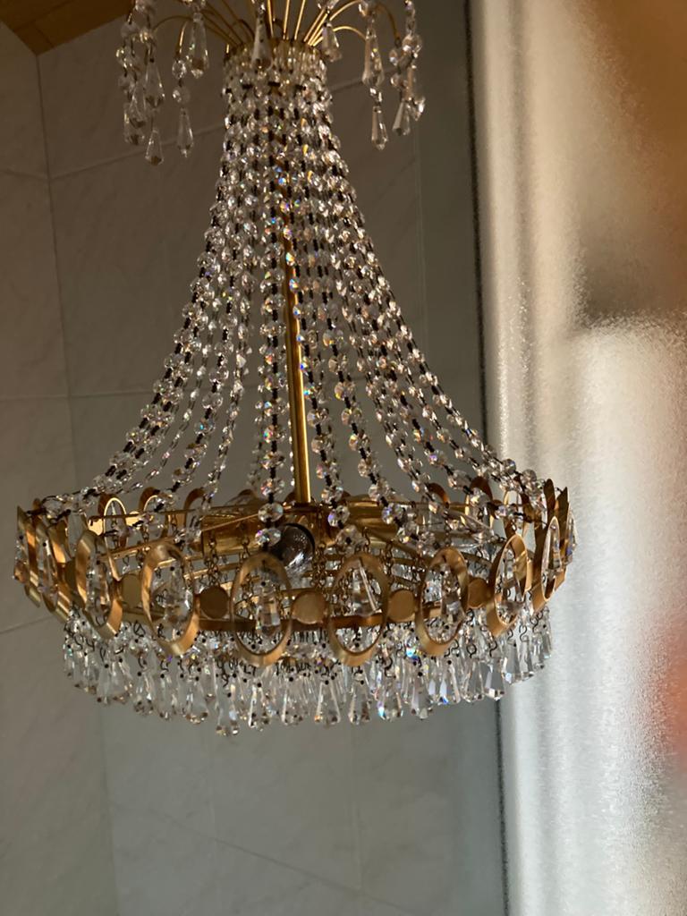 Kristallen luchter, Huis en Inrichting, Lampen | Kroonluchters, Ophalen, Gebruikt
