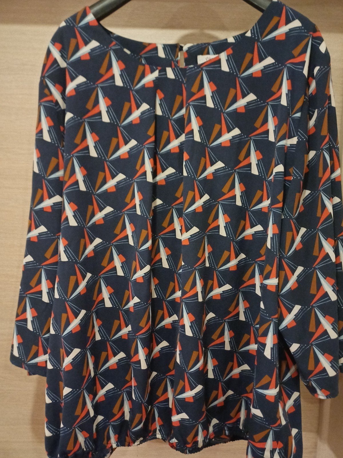 Paprika bloesje blauw/oranje/wit/bruin Mt6=54, Kleding | Dames, Blauw, Blouse of Tuniek, Ophalen of Verzenden, Zo goed als nieuw