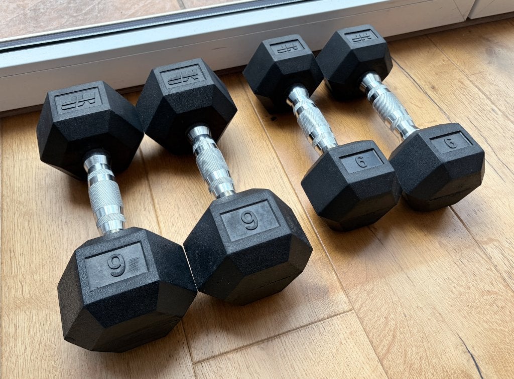 Haltères hexa MusclePower - 2 x 6 kg et 2 x 9 kg, Enlèvement, Comme neuf, Haltère