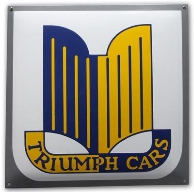 Triumph cars zwaar emaillen garage showroom bord mancave, Verzamelen, Ophalen of Verzenden, Zo goed als nieuw, Reclamebord