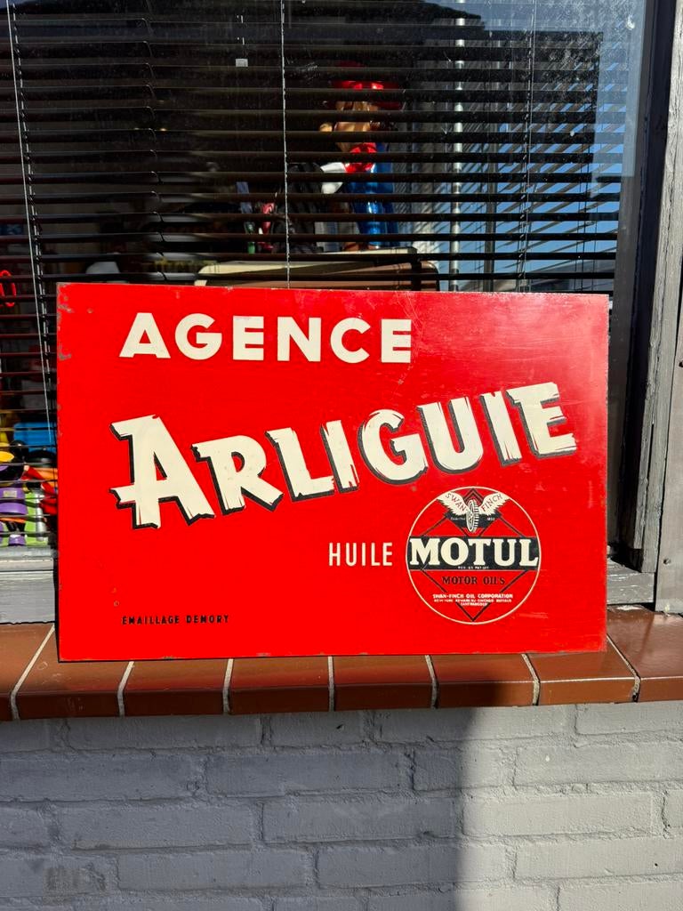 Ancien panneau d'affichage double face Motul, Enlèvement, Utilisé, Panneau publicitaire