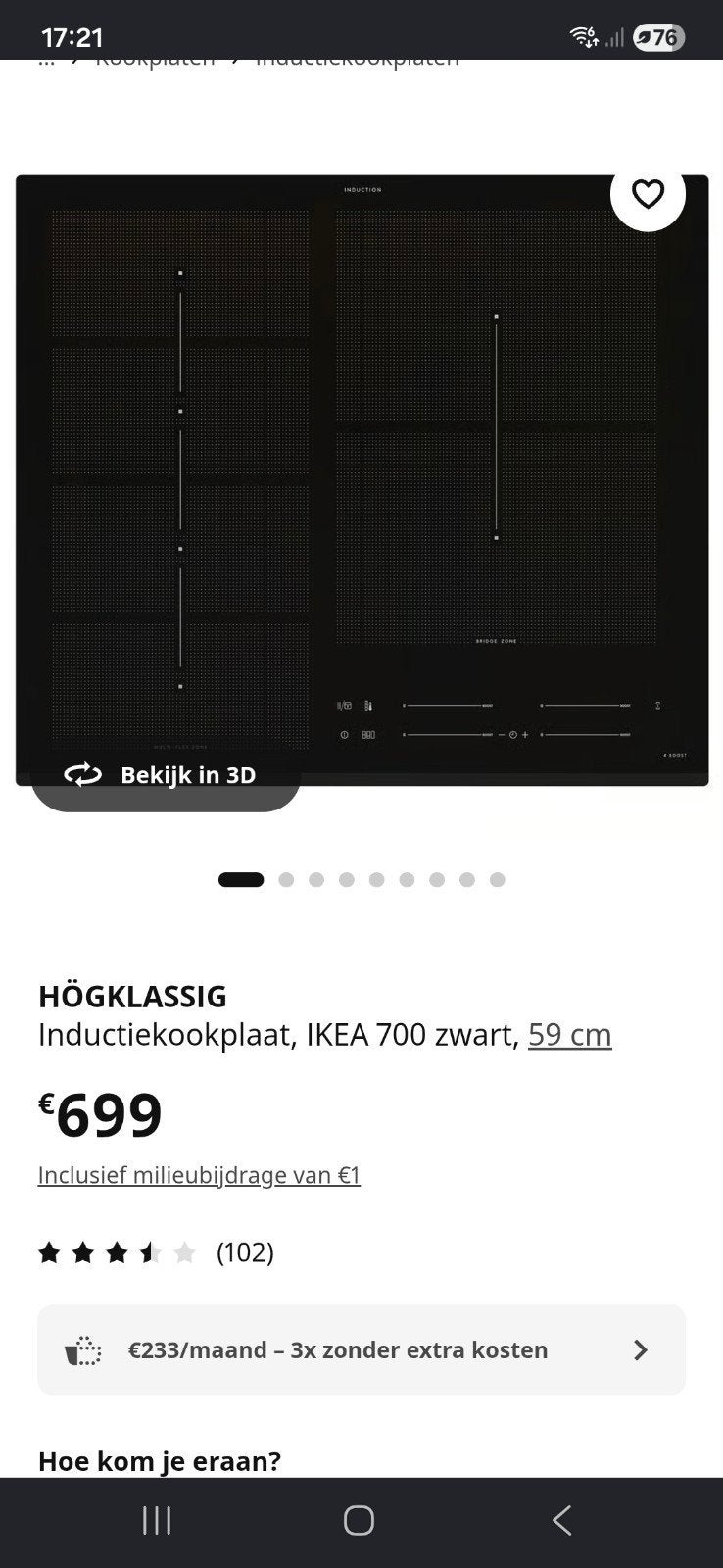 Ikea hogklassig inductie kookplaat, Elektronische apparatuur, Ophalen, Inductie