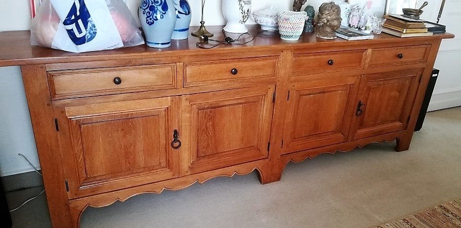 Buffet 4 portes et 4 tiroirs, prix promotionnel, Maison & Meubles, Avec tiroir(s), Brokantiek, 200 cm ou plus, Www.brokantiek.be