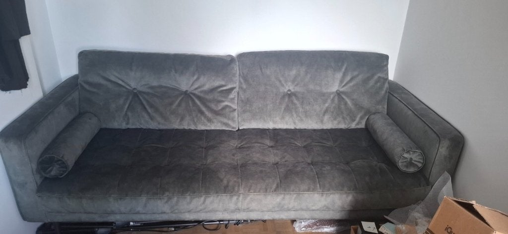 Canapé 3 places - Vert - Finition en velours doux, 200 à 250 cm, Banc droit, Enlèvement, Scandinavisch - Velours - Groen