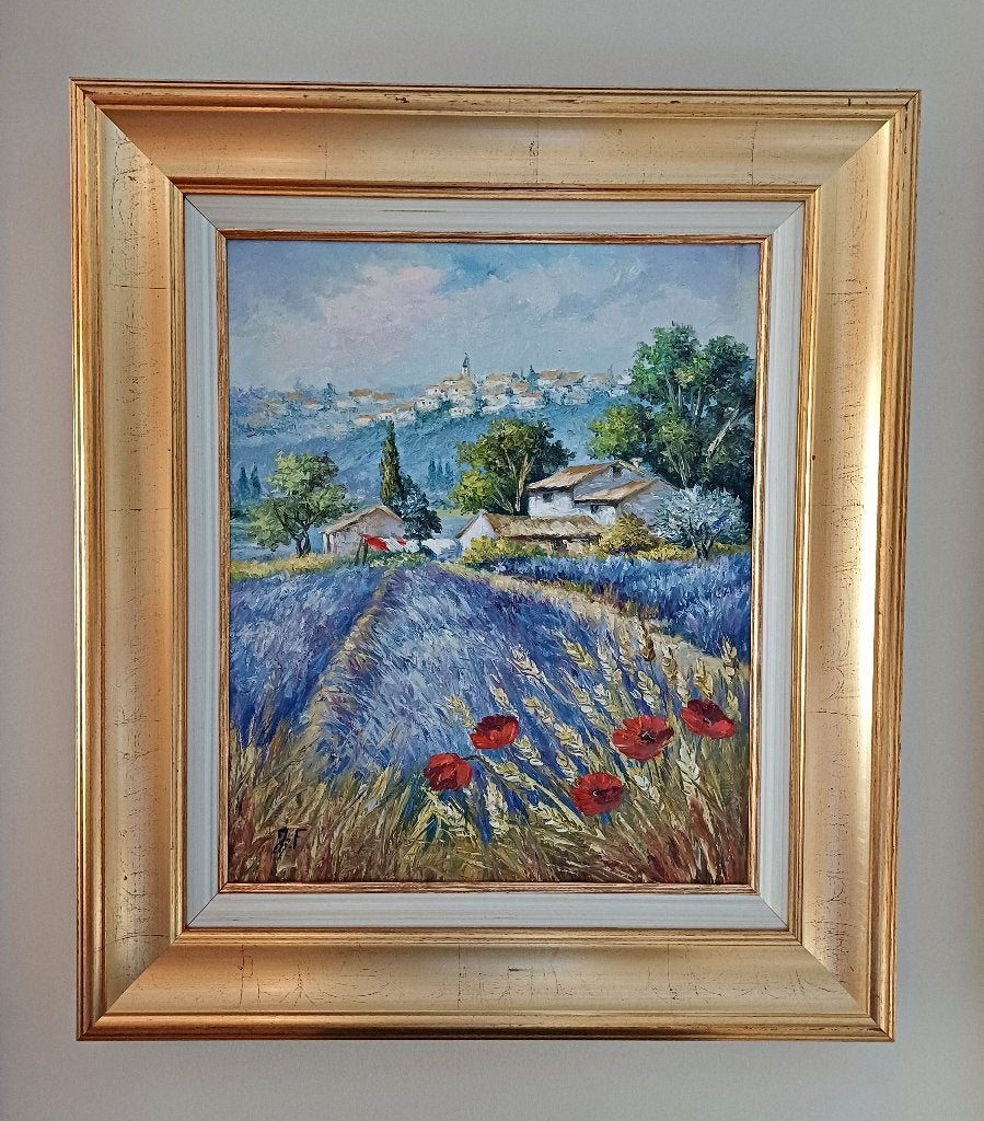 Peinture impressionniste Jean-Baptiste FOURNIER à la lavande, Enlèvement, Impressionniste, Signé, Toile