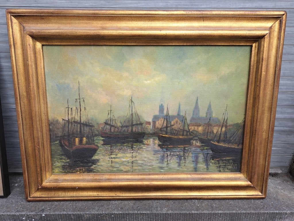 huile sur toile marine signe julien lambert, Antiquités & Art, Art | Peinture | Classique, Enlèvement ou Envoi, Toile