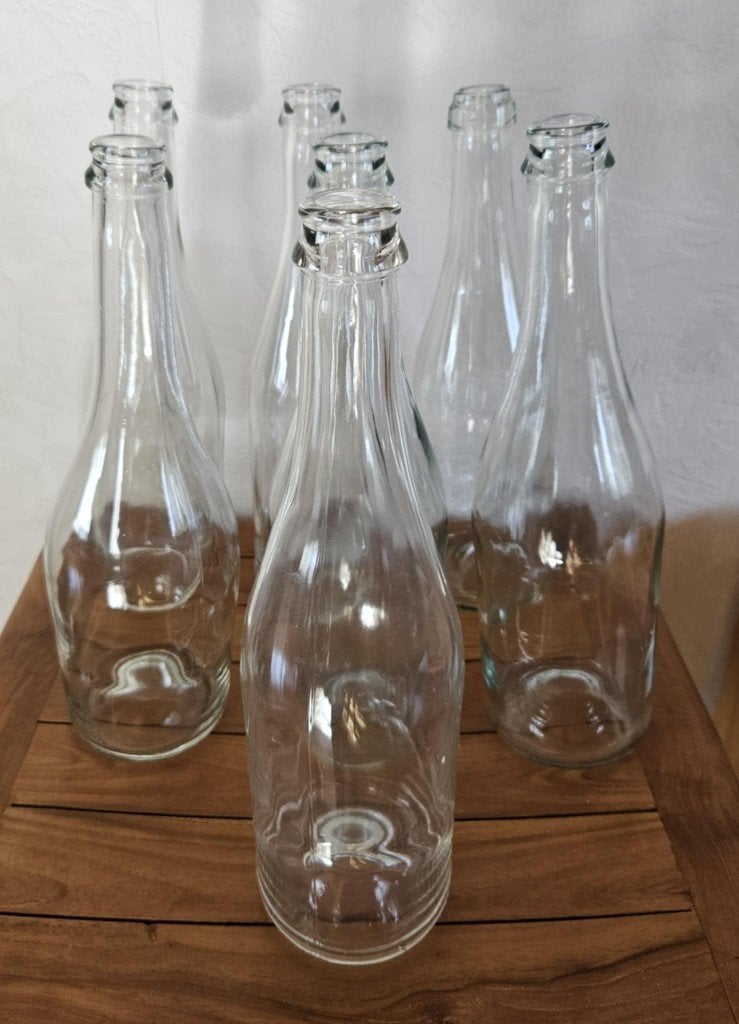 Lot de 8 bouteilles vides en verre 75 cl décoration vase, Enlèvement, Utilisé, Verre, Récipient(s)