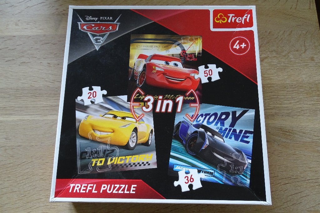 Set van 3 puzzels Cars 4+, Ophalen of Verzenden, 10 tot 50 stukjes, Zo goed als nieuw