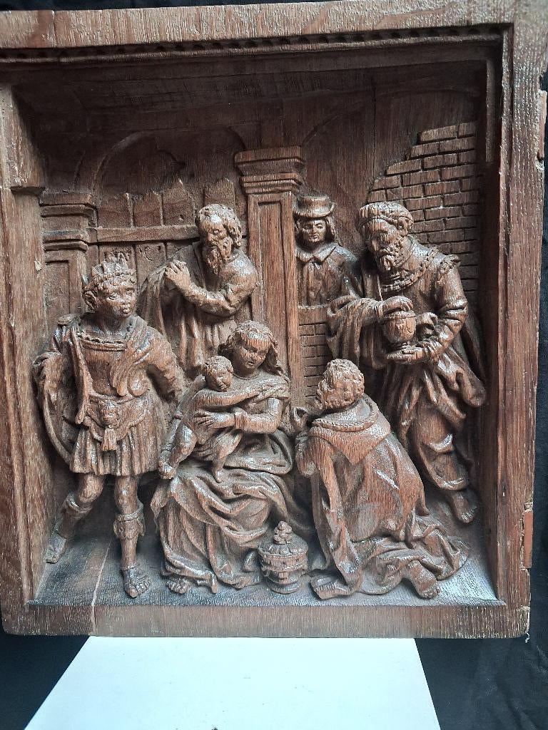 Kerstmis  - eik ca 1480 - uit retabel, Antiek en Kunst, Ophalen, Man