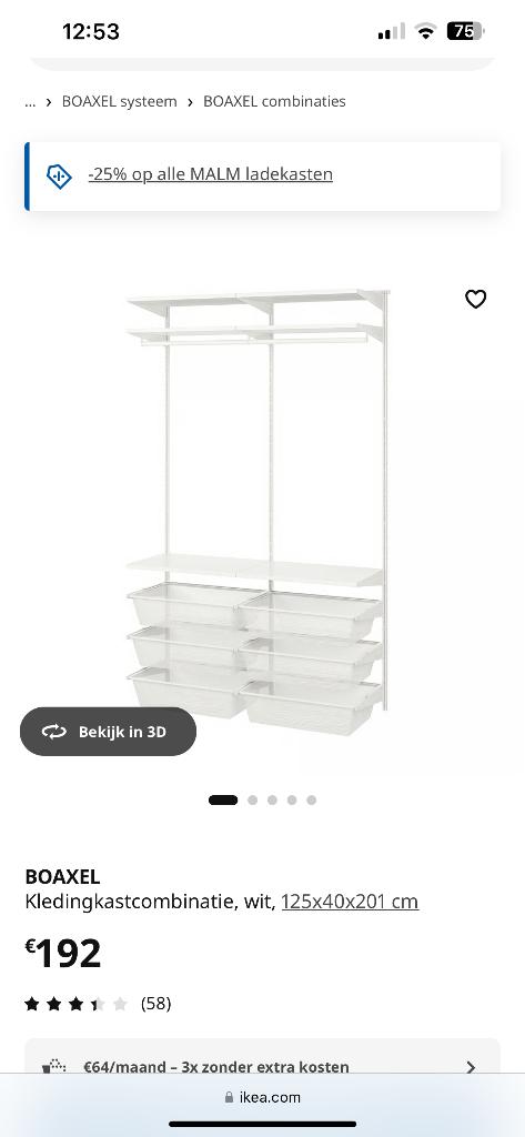 Kleding kast open, Huis en Inrichting, Kasten | Kleerkasten, Ophalen, Met plank(en), Gebruikt, 150 tot 200 cm