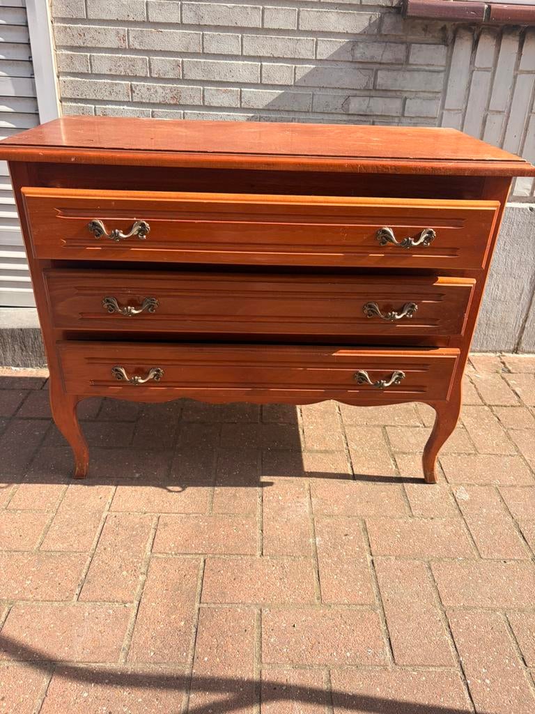 Commode vintage en bois 3 tiroirs – bon état, Ophalen