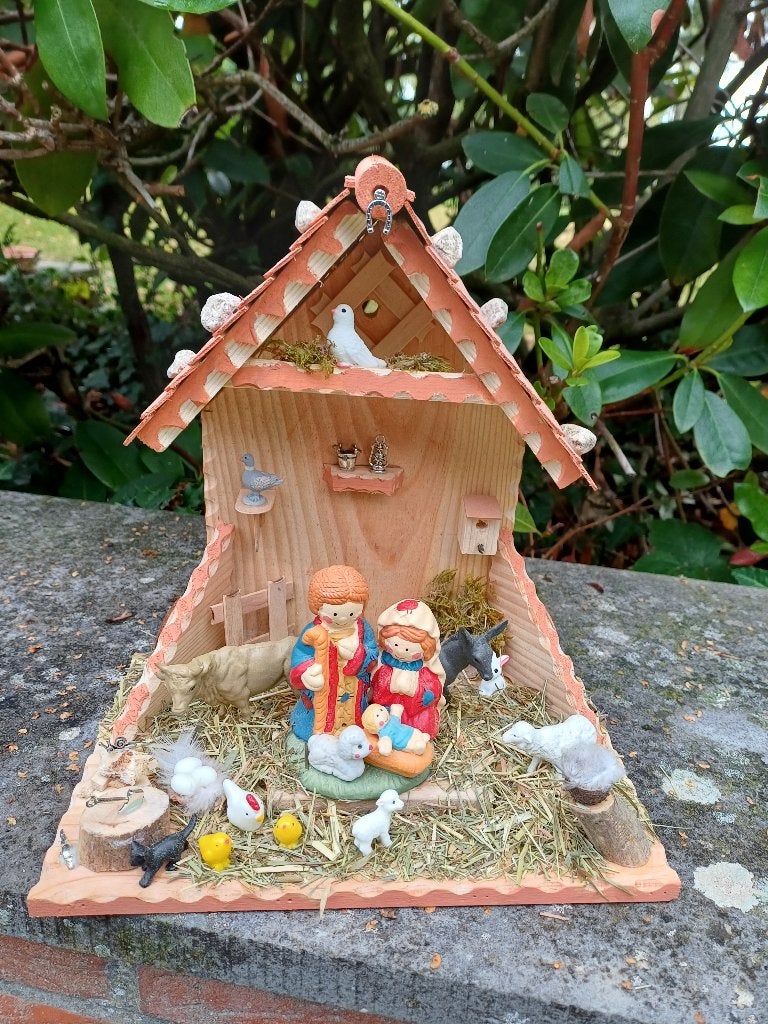 Crèche de Noël artisanale neuve avec santons F256, Divers, Enlèvement ou Envoi, Neuf