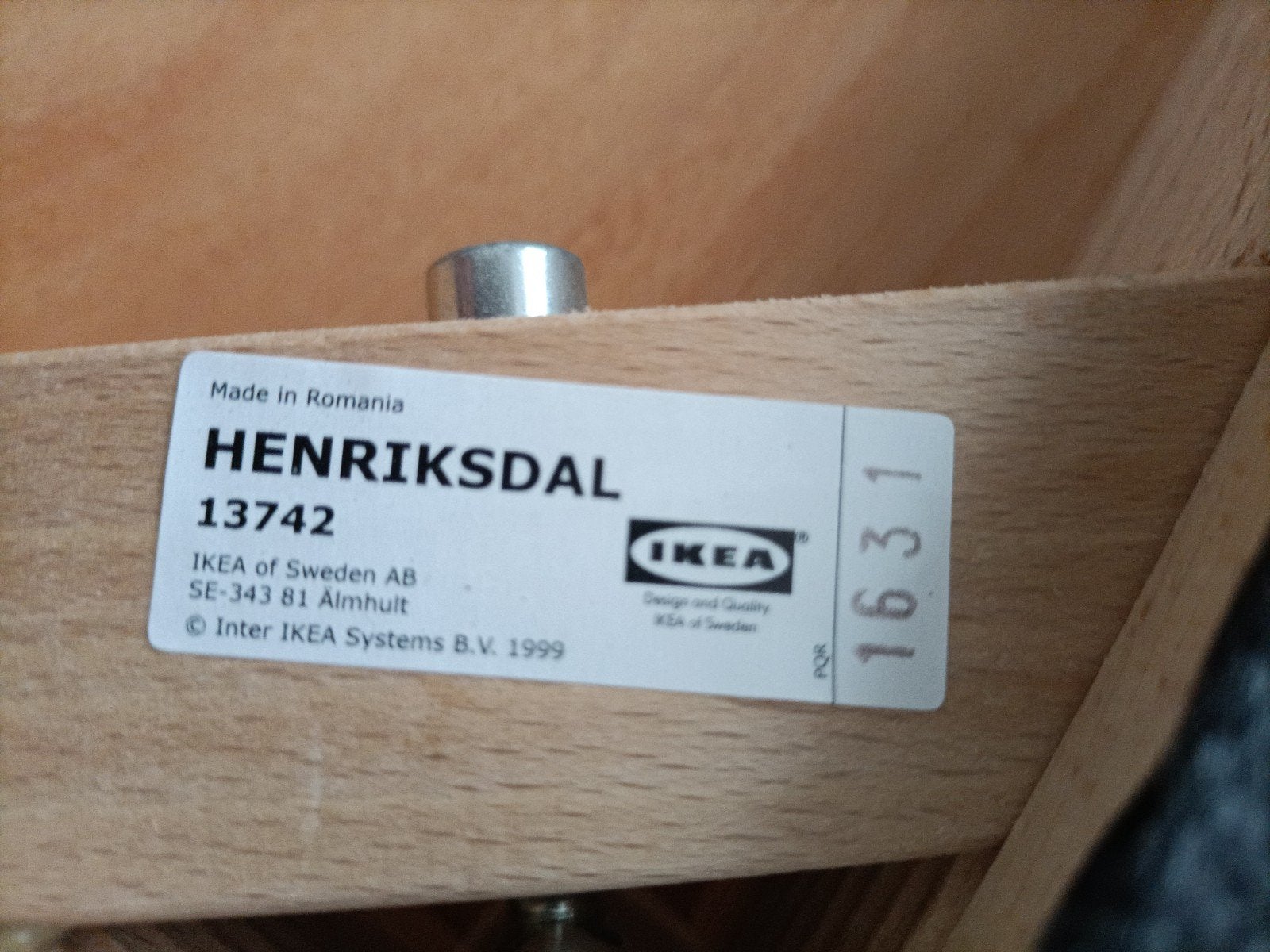 4 chaises Hendriksdal Ikea, Maison & Meubles, Enlèvement, Noir