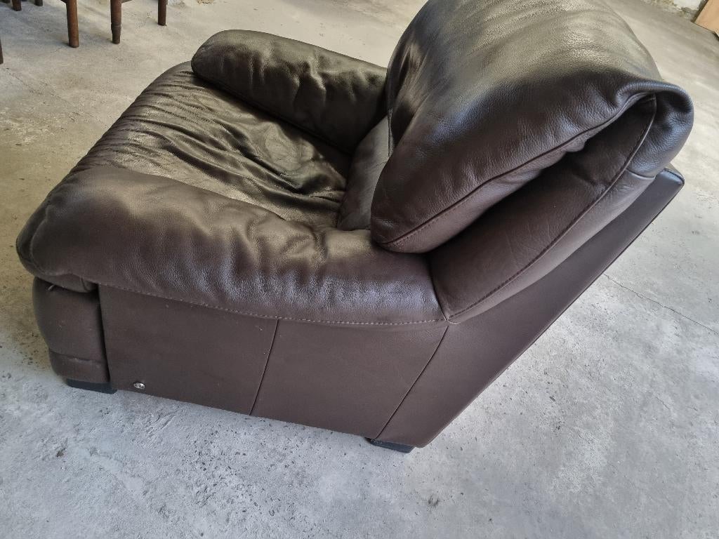 Natuzzi lederen salon   3 + 1 + 1, Huis en Inrichting, Zetels | Zetels, Gebruikt, Rechte bank, Vierpersoons of meer, 150 tot 200 cm