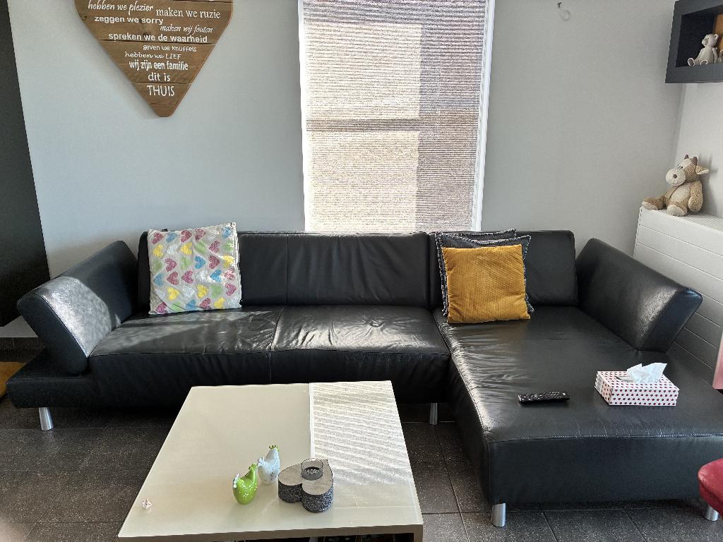 hoekzetel, Huis en Inrichting, Zetels | Zetels, Gebruikt, Hoekbank, Vierpersoons of meer, Leer, Ophalen