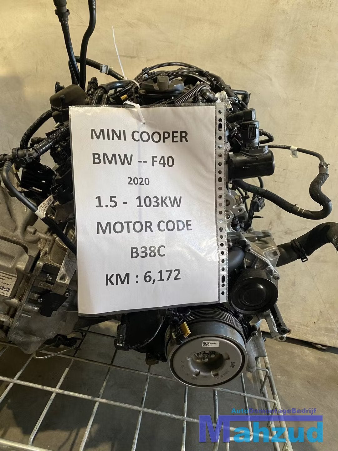 BMW MINI F40 F55 1.5 12V Motorblok motor B38C, Gebruikt, Customer.service@mini.co.uk, BMW, BMW AG