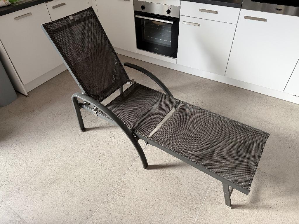 Chaise longue de jardin gris, Jardin & Terrasse, Enlèvement, Comme neuf, Aluminium