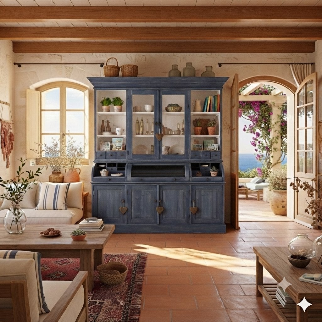 Buffet teck bleu stylé, livraison offerte., Maison & Meubles, Armoires | Autre, Neuf, Enlèvement ou Envoi