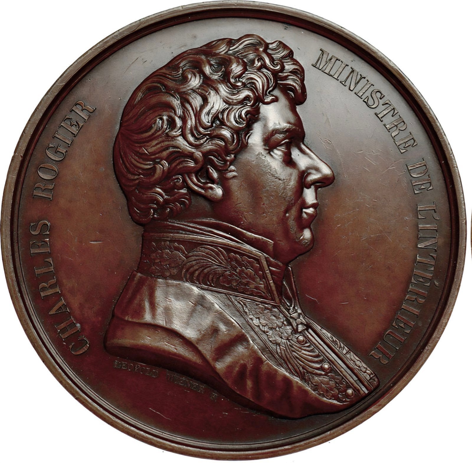 Medaille Charles Rogier 1852 ( Leopold Wiener ) 7cm, Postzegels en Munten, Ophalen of Verzenden, Brons