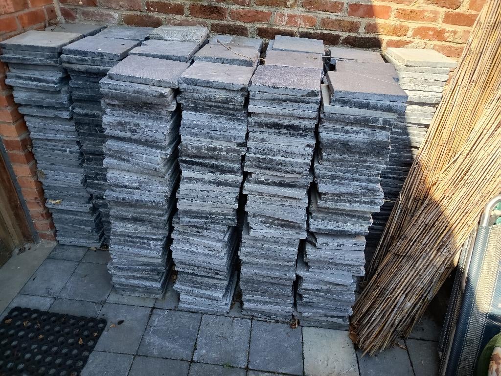 Natuursteen Bluestone 20x20 2cm dikte, Tuiles de terrasse, Comme neuf, 10 m²² ou plus, Enlèvement