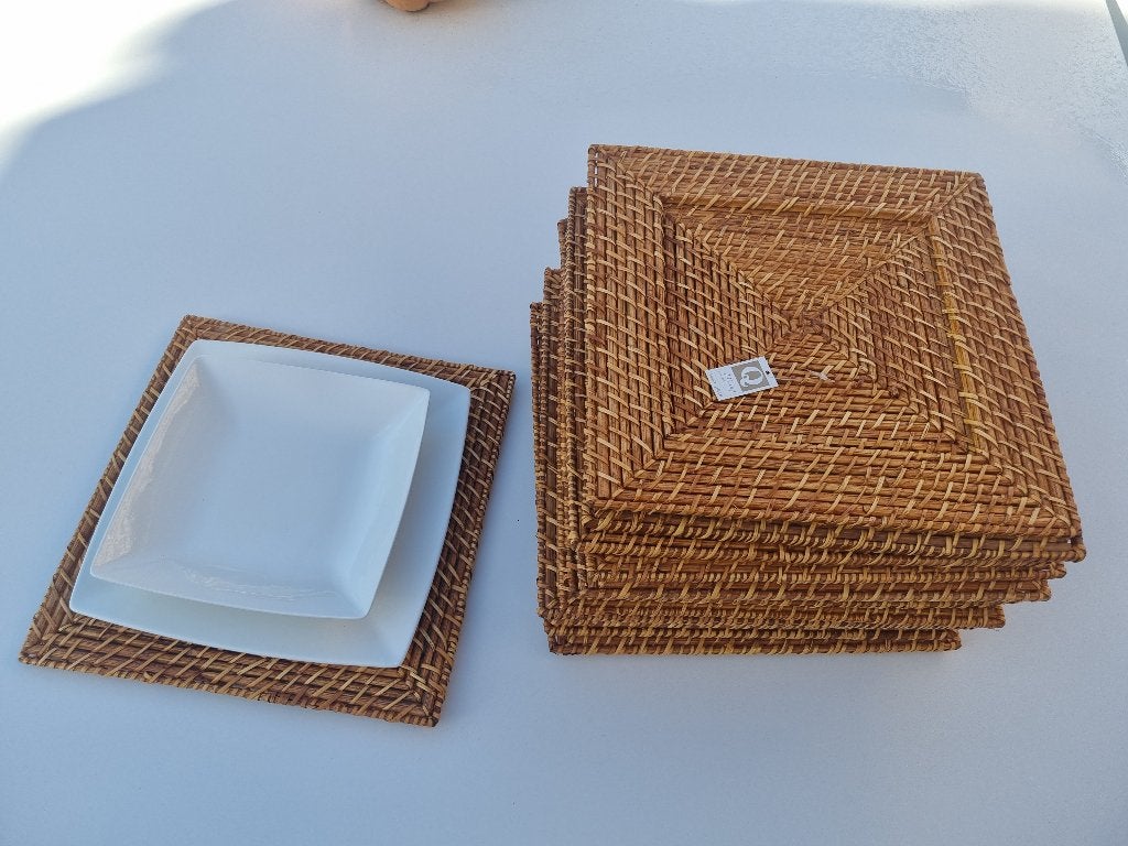 12 rotan bordonderzetters, Maison & Meubles, Set de table, Marron, Comme neuf, Enlèvement